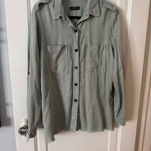 Zara raw edged shirt size XL light green/khaki